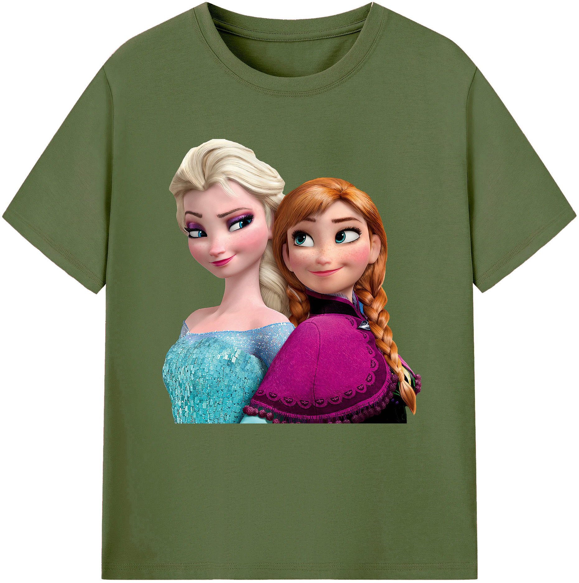（画像用） アナと雪の女王 アンナ エルサ Frozen Anna Elsa 綿100％半袖Tシャツ（フロントプリント）
